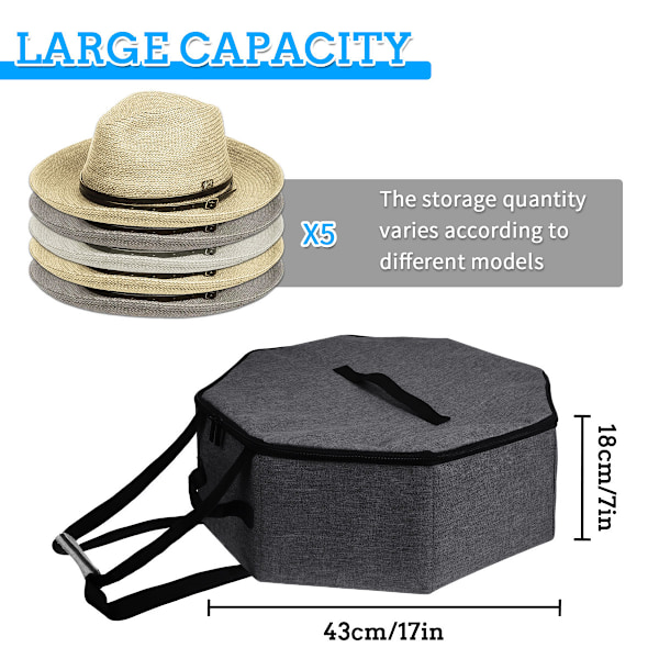 Hattæske til Rejse og Opbevaring, Foldbar Hattaske Cowboyhat Organizer til Garderobe black