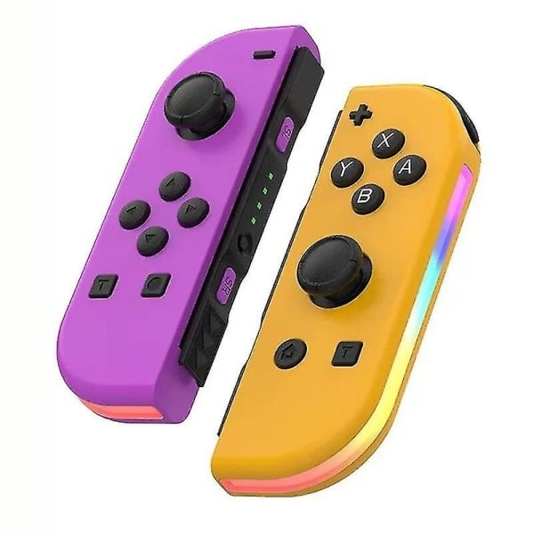 Wireless Controller Compatible with Nintendo Switch, OLED, Lite Gamepad Joystick (L/R) Replacement with RGB Lighting Purple Orange