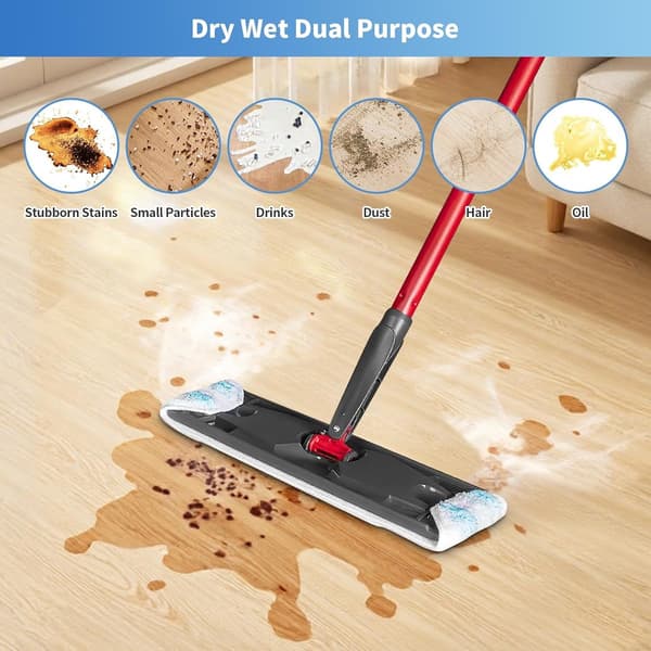 8-delt moppepute erstatning egnet for O Cedar H2prO moppesystem, egnet for Vileda H2PrO flatmopp refillsett - moppehode erstatning