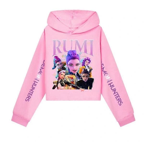 K-POP Demon Hunters Pullover Hettegenser for jenter - Rosa pink 150 pink 150