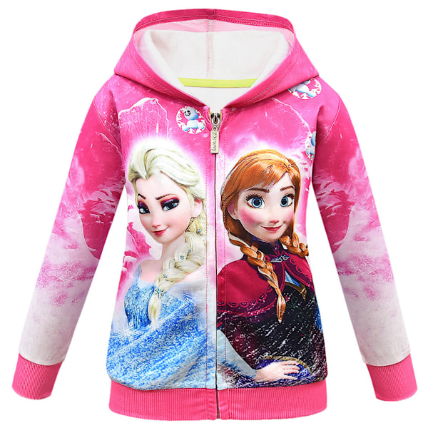 Frozen 3-8 vuotta Lasten Tyttöjen Hupullinen Takki Vetoketjullinen Pitkähihainen Takki Pusero Puserot Topit[HK] Ruusunpunainen Rose Red 4-5 Years