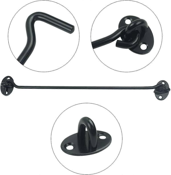 2 stk. 30 cm ladeportkrog og øje i rustfrit stål, sort, langt privatliv [BR]_jar