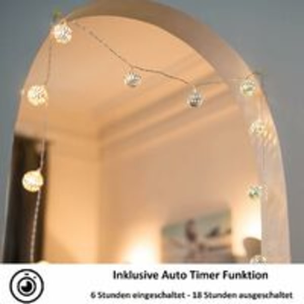 Lysglobe Lyslenke LED, Marokkanske Lamper Med Støpsel, 20 Gullmetallkuler Med Mønster, For Bryllup, Ferie, Jul, Innendørs