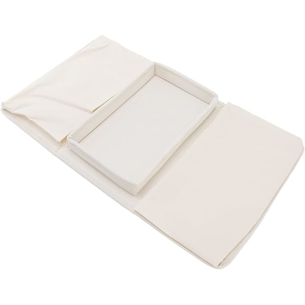 Soffbricka Bordsklemme på Sidebord, Sammenleggbart Soffarmsbord Avtakbar Armstødsbrikke for Spising og Drikking beige
