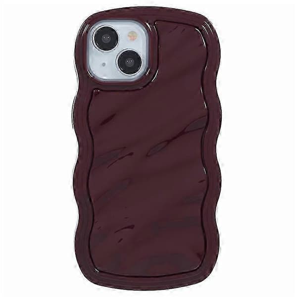 WT Series iPhone 13 Case, Wavy Edge Hard PC + Soft TPU Protective Cover, Slim Phone Case Wine red