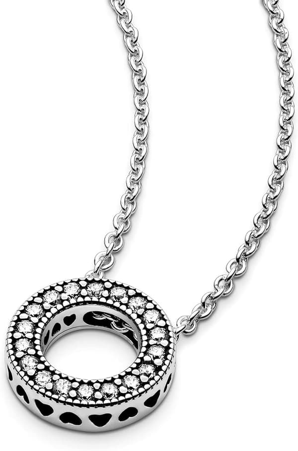 Smykker Hjerte Cubic Zirconia Halskæde Sterling Sølv, 45 cm