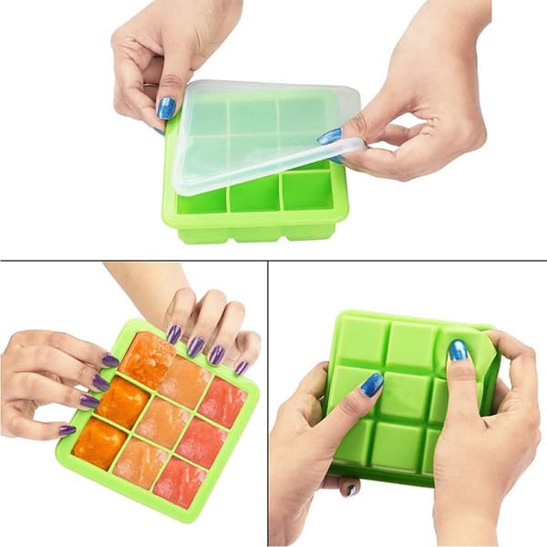 2x Isbitsformar med Lock - Silikon Isbitsform - BPA-fri - 2 x 9 Fack - 3,5 cm Isbitar - Diskmaskinsäker
