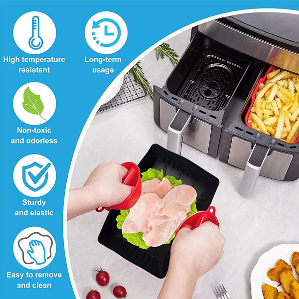Air Fryer Silikonform, Rektangulär Silikonbehållare för Air Fryer, Silikonbricka för Air Fryer svart routine black