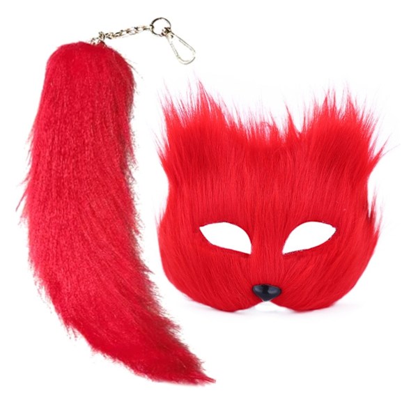 Teko-Turkisräätälin Hännän Kissan Maski Therian Maski ja Hännän Halloween Cosplay-Puolueet -WELLNGS Black