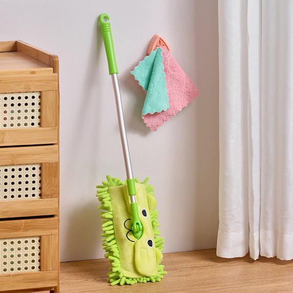 Leker for barn, late som lek, liten gul and kost feiebrett baby støvsuger mopp pedagogisk leketøysett, grønn mopp Green