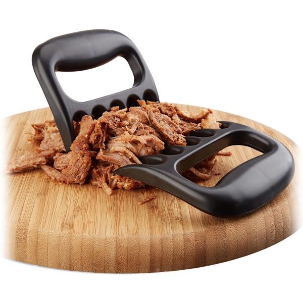 relaxdays köttklor set om 2 - köttklor för pulled pork - grillklor - svart