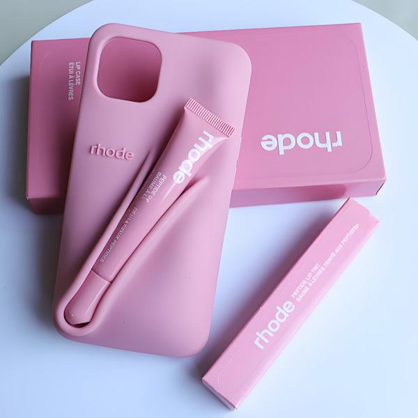 rhode 2-i-1 silikonskal med läppglanshållare, skyddande mobilskal kompatibelt med iPhone, tillgängligt i (9 färger) Ljusrosa Light pink Light pink iphone14Pro