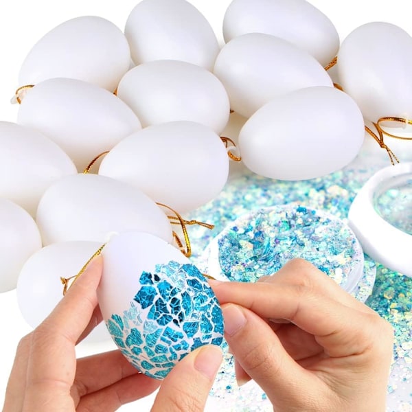 72 stk hvite tomme egg med 8 penner
