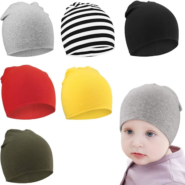 6-pak Nyfødt Babyluer - Myke Strikkede Beanies for Gutter og Spedbarn 6 Pack D 0-6 months