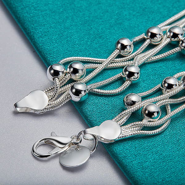 925 Silverarmband med fem ormkedjor, modeberlock, smycken