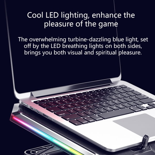 Gaming Notebook Cooler Radiator RGB Laptop Kylplatta Super Mute 6 LED-fläktar Kraftfullt justerbart stativ för MC Q8