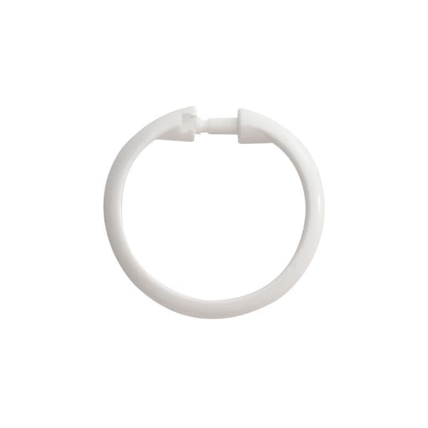 Sæt med 12 hvide gardinringe, store, hvide, plast, 5 x 5 cm