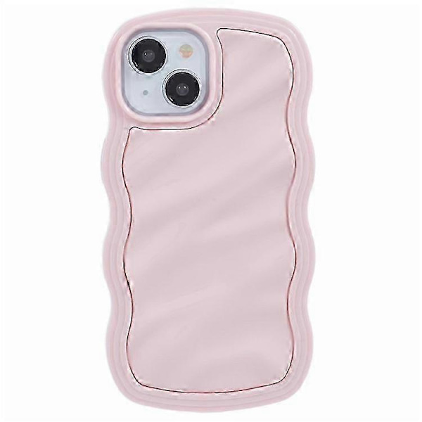 WT Series iPhone 13 Case, Wavy Edge Hard PC + Soft TPU Protective Cover, Slim Phone Case Pink