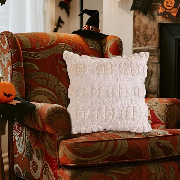 2-pak græskarkuddebetræk 45x45 cm. Bløde efterårs- og halloweenpynt til sofa, seng og bil.—jarx Färg	b