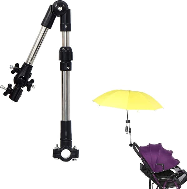 Paraplyholder - Universal Udtrækkelig Foldbar Parasolforbindelse til Kørestol, El-scooter, Klapvogn 30-45 cm Sort_yu