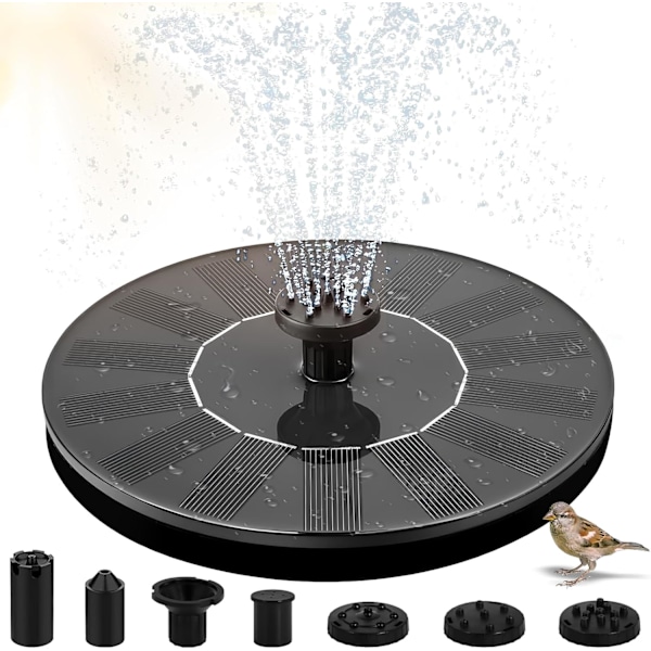 Lavpris Kampagne! Fontæne - Solar Fontæne / Vandfunktion Fontæne Solcelle - 13 cm Sort Sort Sort Sort Diameter 13cm