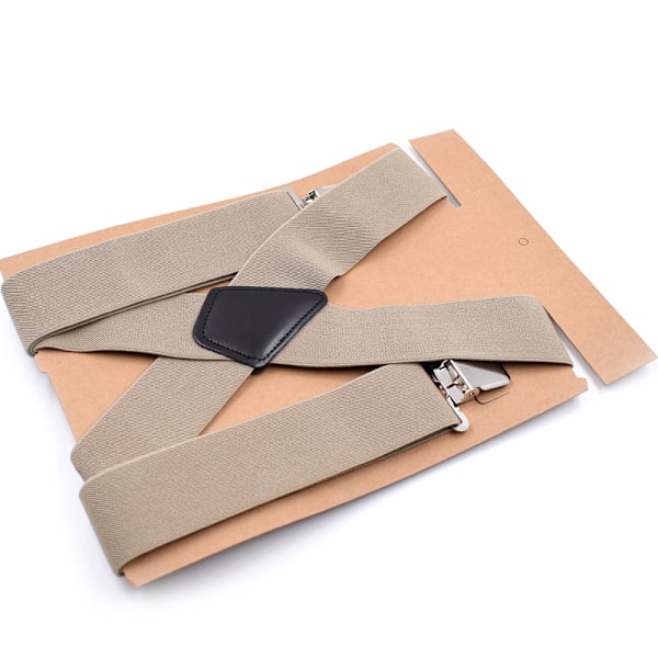 Herr Hängselhengslen seler 5 cm rygg Heavy Duty Biker Snowboard Bukser Elastiske 4 klips Khaki
