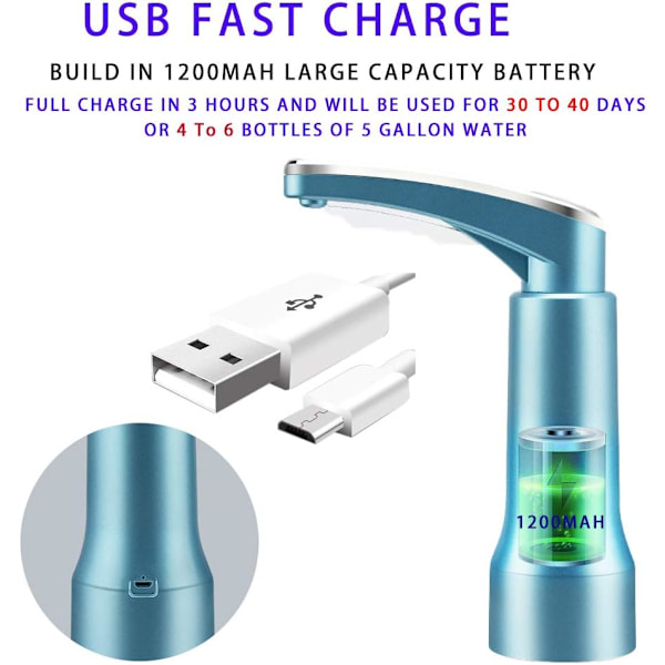 Elektrisk vannpumpe for 5-gallon bøtter, 2.16\" og 1.5\" diameter flasker (Gull)