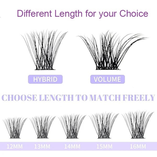 Individual False Eyelash Set - 40 Pcs Natural Volume Cluster Lashes Black Extension Kit