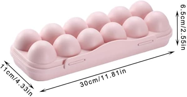 Eggboks, 2 stk Eggboks Kjøleskap, Eggboks i Plast, Kjøleskap Eggstativ, 12 Eggboks, for Egglagring (Rosa, Grå)