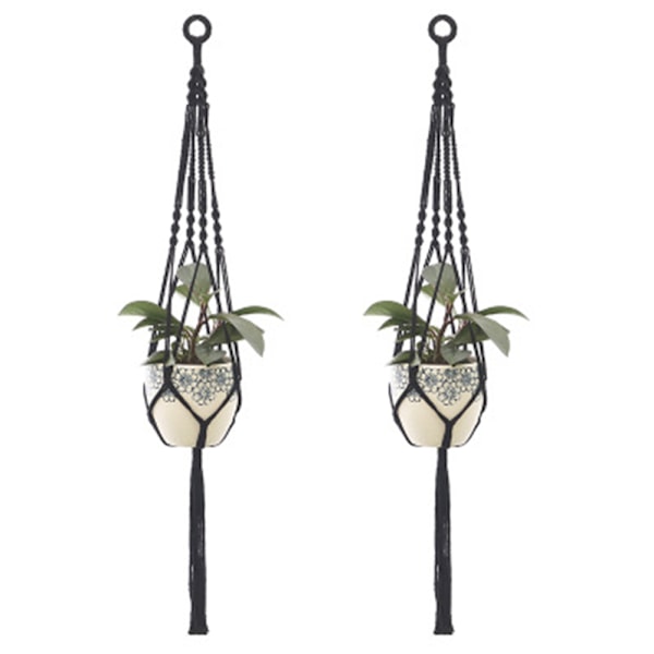 2 st Macrame Växt Hängare Hängande Planter Korg, Stil 4