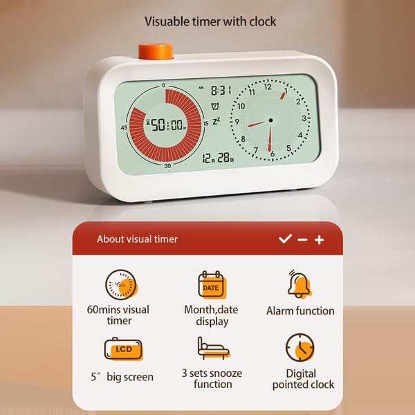 60 Minutters Bordalarm med Visuel Timer