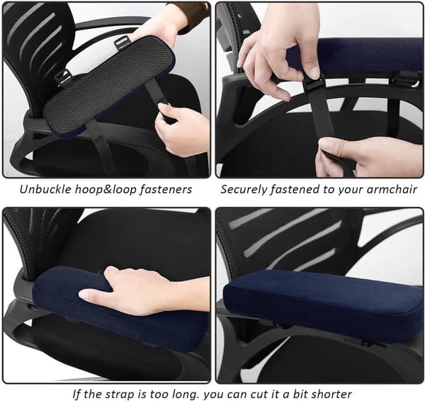 2 stk avtakbare armlensputer 23,5*7,5*3cm, blå - polyester, for kontor-, bil-, gamingstoler