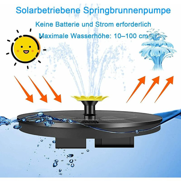 Aurinkokennokäyttöinen suihkulähdepumppu lammikkoon 9 tehosteella, aurinkosuihkulähde, aurinkosuihkulähde puutarhaan, kelluva suihkulähdepumppu