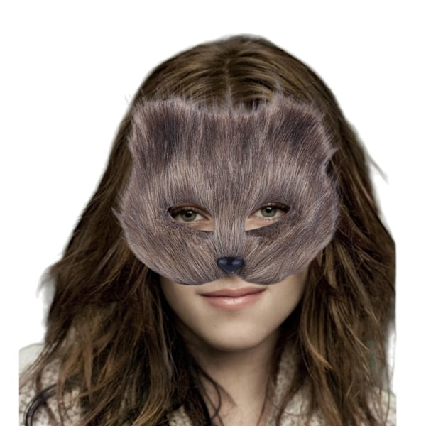 Konstgjord Pälsrävsvans Kattmask Therian Mask och Svans Halloween Cosplay Fest-WELLNGS Gray