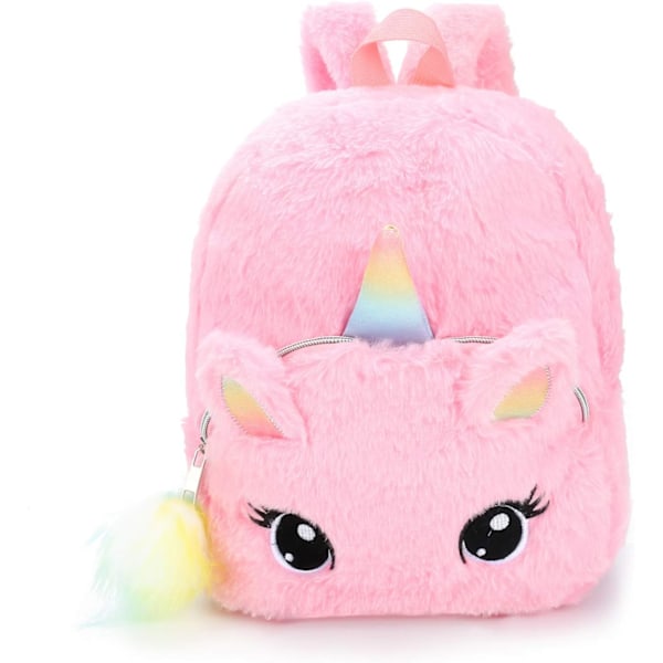 Plysj Unicorn Ryggsekk, Mini Unicorn Ryggsekk for Jenter, Rosa.