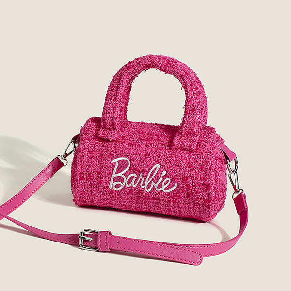 Barbie Kudde Väska Rosa Tecknad e Co-Branding Cylindrisk Crossb Rose red