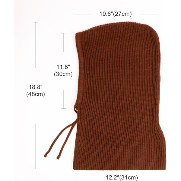 Naisten talvinen neulottu pipo - Lämmin huppu-huivipipo nyörillä 1 Pc Hooded Hat: Caramel