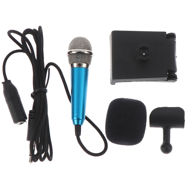 Bärbar 3,5 mm Stereo Studio Mic KTV Karaoke Mini Mikrofon Blå Blue