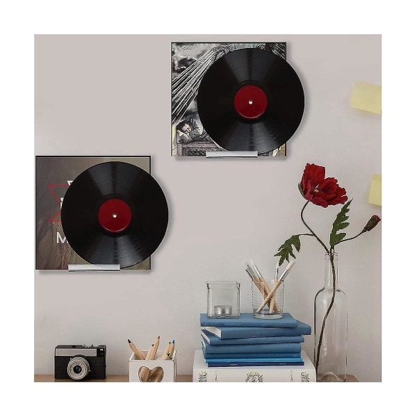 Veggmontert hylle for vinylplater i klart vinyl, 8-pakning, akryl plateholder for utstilling