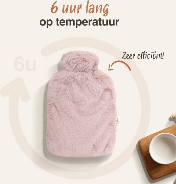 2-pack 2L varmvattenflaskor med extra mjuka dragkedjeförsedda överdrag, läckagesäkra korkar, 6 timmars värme, för mysig hemkomfort, rosa