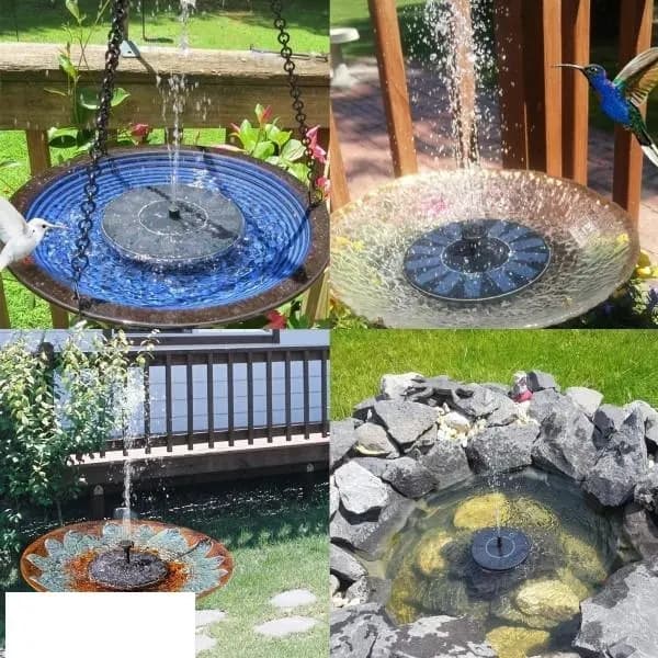 Solarfontæne 16 cm med 4 dyser til pool, dam, fuglebad, havevanddekoration, sort, One Size multifärg