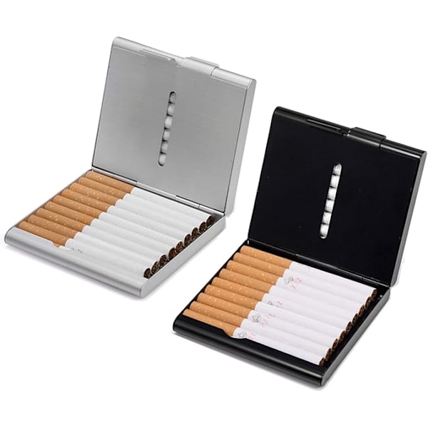 2-pack ultratunna, lätta cigarettetui i rostfritt stål (a