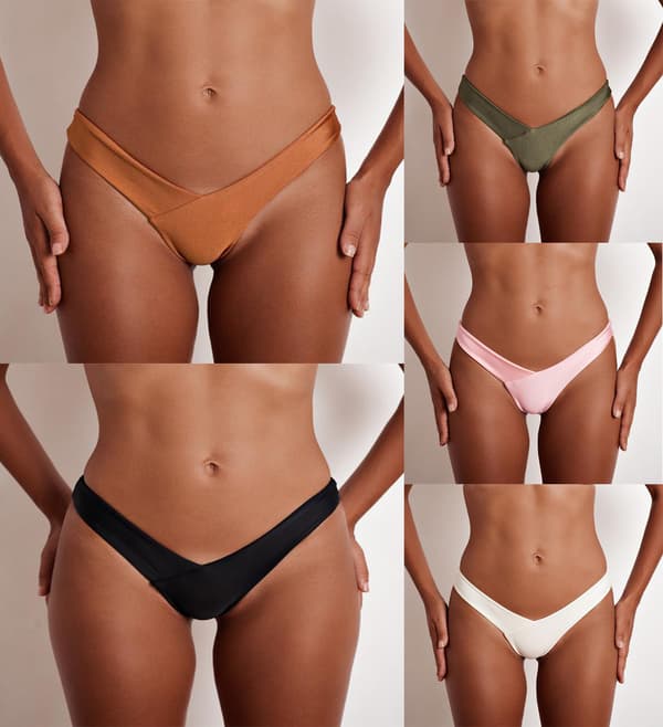 5-pack bikiniunderdelar för kvinnor med hög midja och knut framtill_jarx