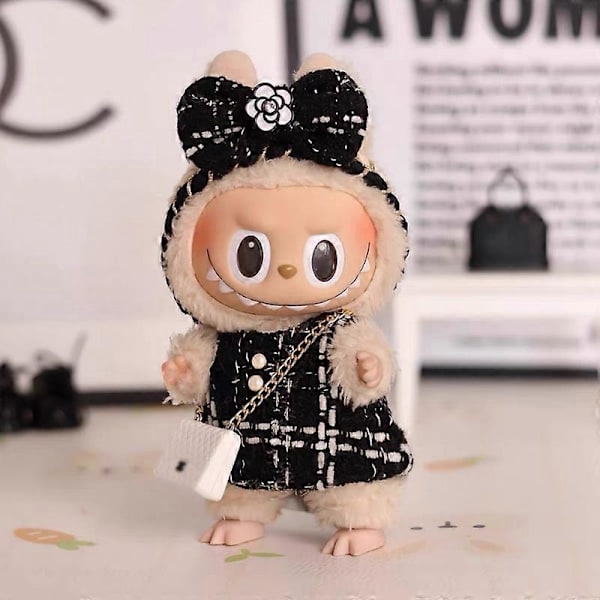 Het Original 17cm Labubu Dukke Klær Hjerte Macaron Baby Anheng Klær Emalje Ansikt Klær Tegneserie Erstatning Dekorasjon Gaver H Kun klær H Only clothes 17CM No Doll
