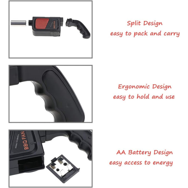 Elektrisk vifte, Camping BBQ Aktivator, Elektrisk BBQ Luftvifte for grillbelg Utomhus piknik Camping matlagingsutstyr