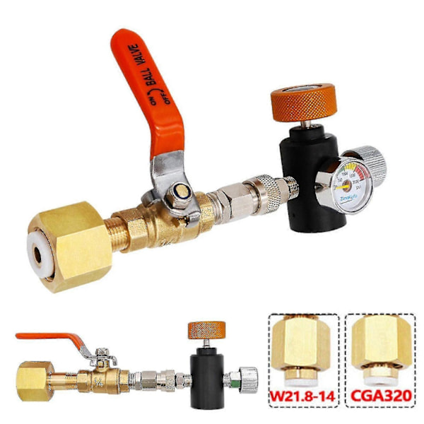 Cga320 CO2-sylinderfyllingsadapter og kuleventil for Sodastream-tankkontakt - Perfekt CGA320 without 2000psi Gauge