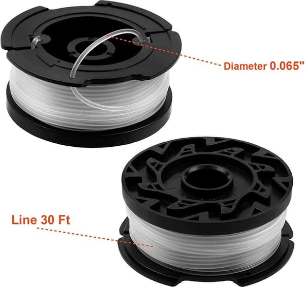 Trimmerline, 9,1 m 0,065\" påfyll, passer til Black Decker GH600 GH900, spole med hetter