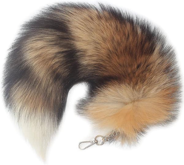 Sunny Fox Hale Pels Nøglering - Super Stor og Fluffy Cosplay Legetøj Håndtaske Tilbehør (40cm) - Perfekt