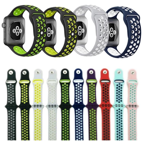 Apple Watch 4 - 44mm - HUTECHs Stilrene Silikonarmbånd Svart/Gul Svart/Gul l
