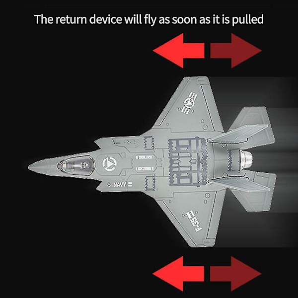 F-35 Stridsflygplan med Ljud och Ljus Modell Leksak Dra Tillbaka & Gå Flygplan Militär Leksaker Heminredning Presenter (FMY) Black